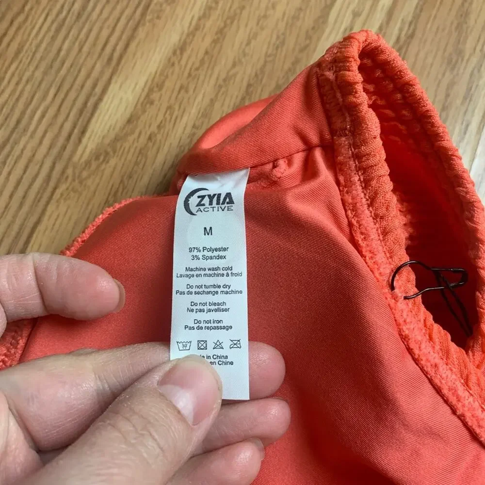 ZYIA size medium new muted peach ribbed Bikini Set orange two piece vaca travel
